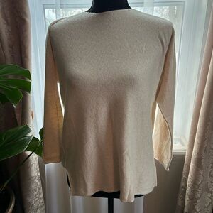 Cashmere Blend Cream Women's Crew Neck Sweater L